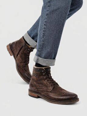 Bugatti Wing Tip Boots Size 42 US 9 Brown Leather Lace Up EUC